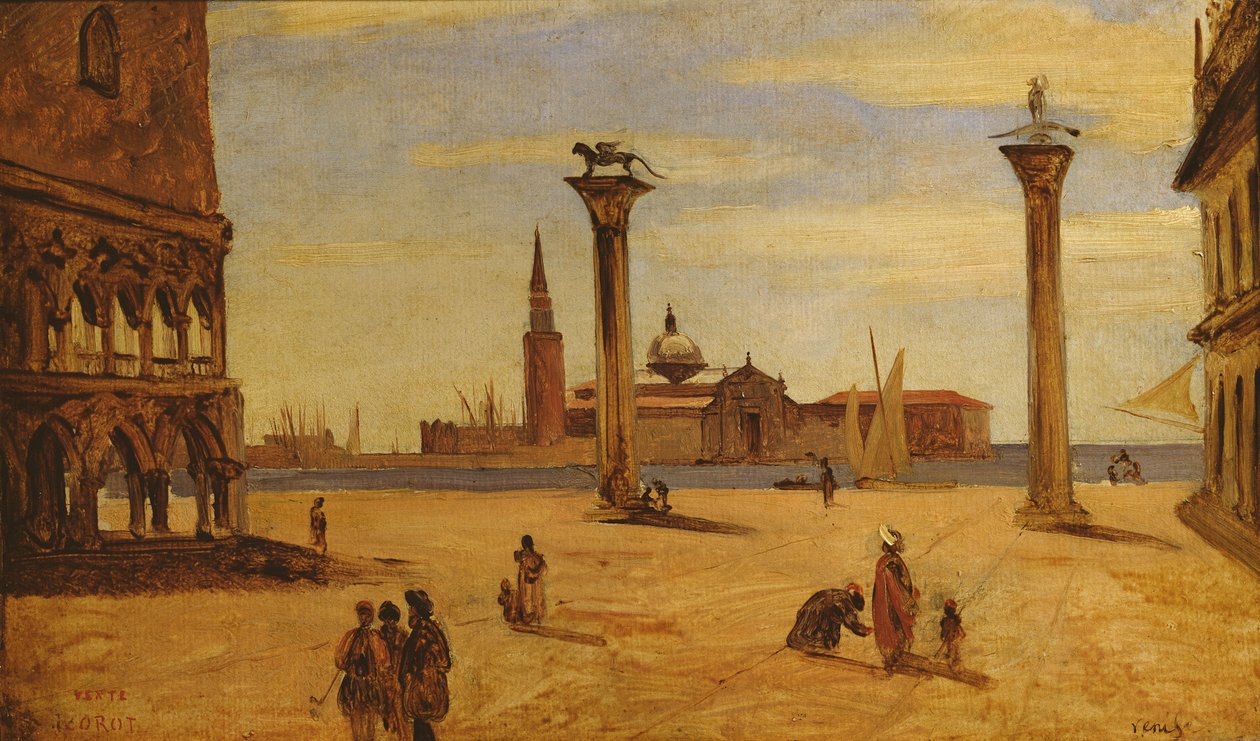 Piazzetta di San Marco, Venecia, 1828-34 de Jean Baptiste Camille Corot