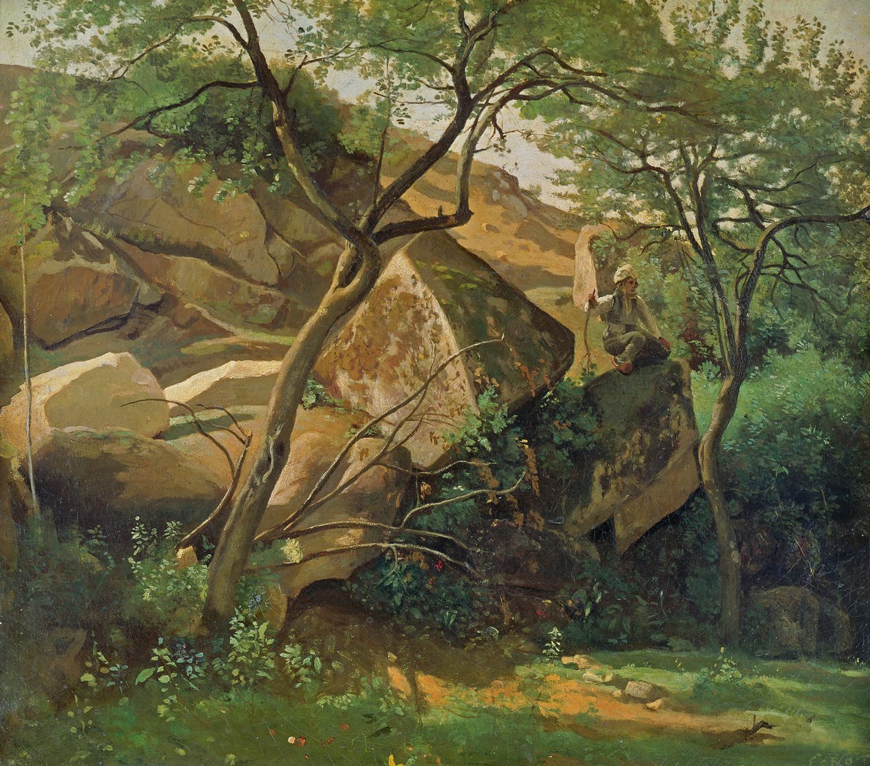 Rocas en Fontainebleau, 1842 de Jean Baptiste Camille Corot