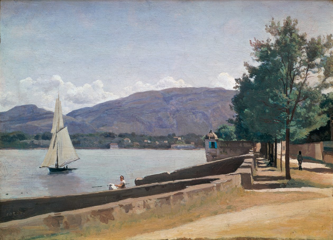 El Quai des Paquis, Ginebra, c.1842 de Jean Baptiste Camille Corot