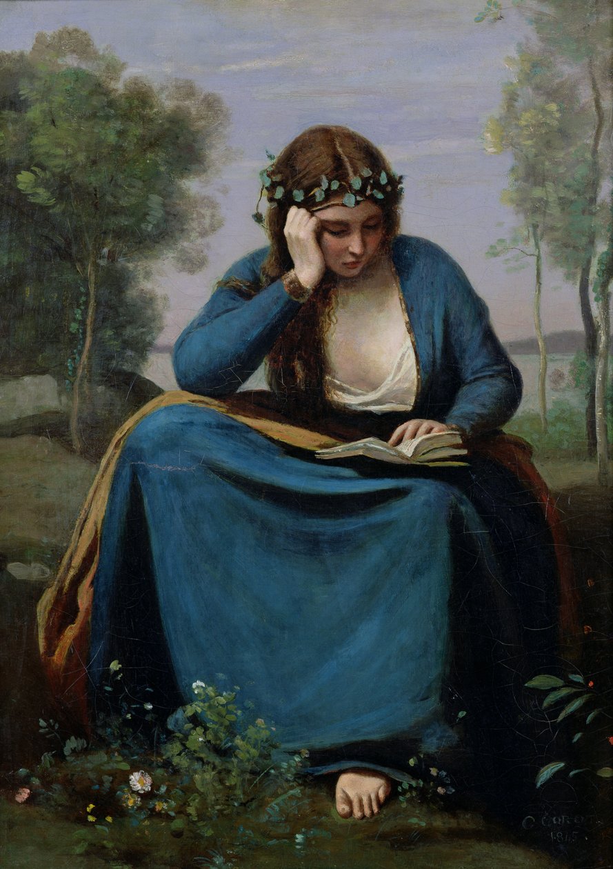 El lector coronado con flores, o la musa de Virgilio, 1845 de Jean Baptiste Camille Corot