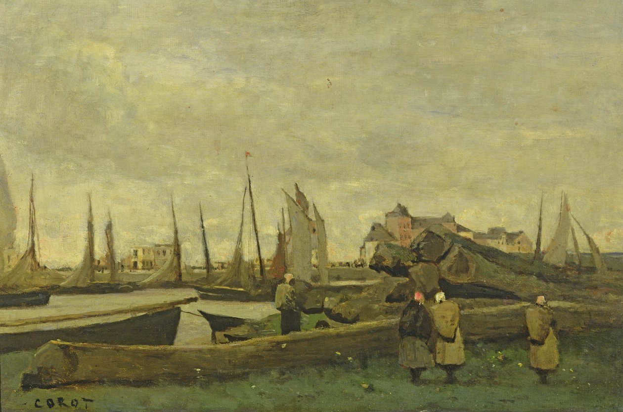 Treport - Un muelle, c.1855-65 de Jean Baptiste Camille Corot