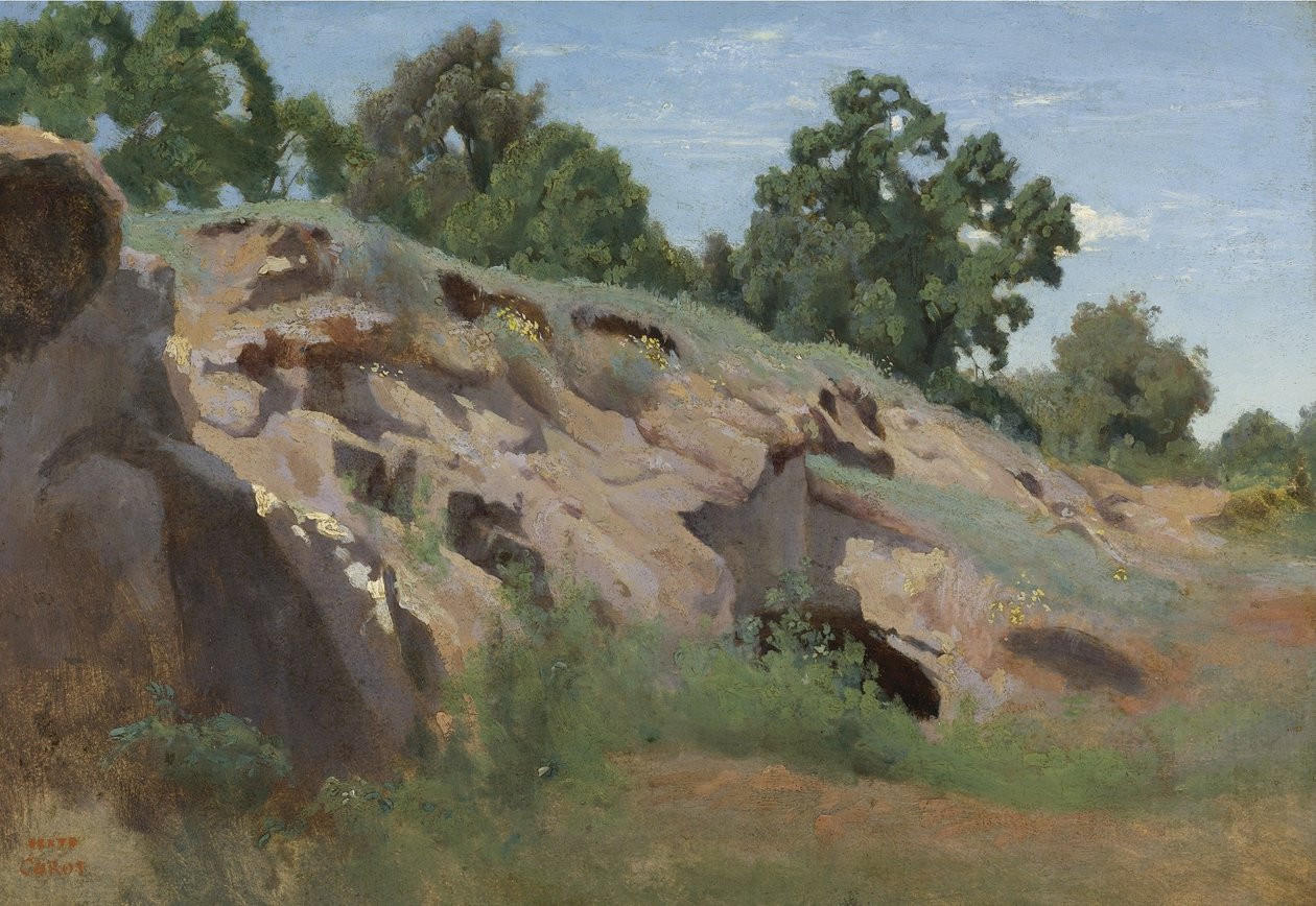 Ladera rocosa de Jean Baptiste Camille Corot