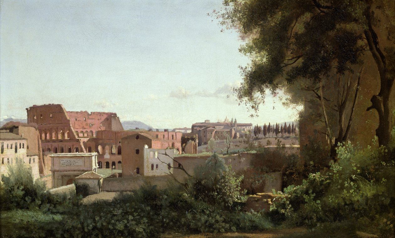 Vista del Coliseo desde los Jardines Farnese, 1826 de Jean Baptiste Camille Corot