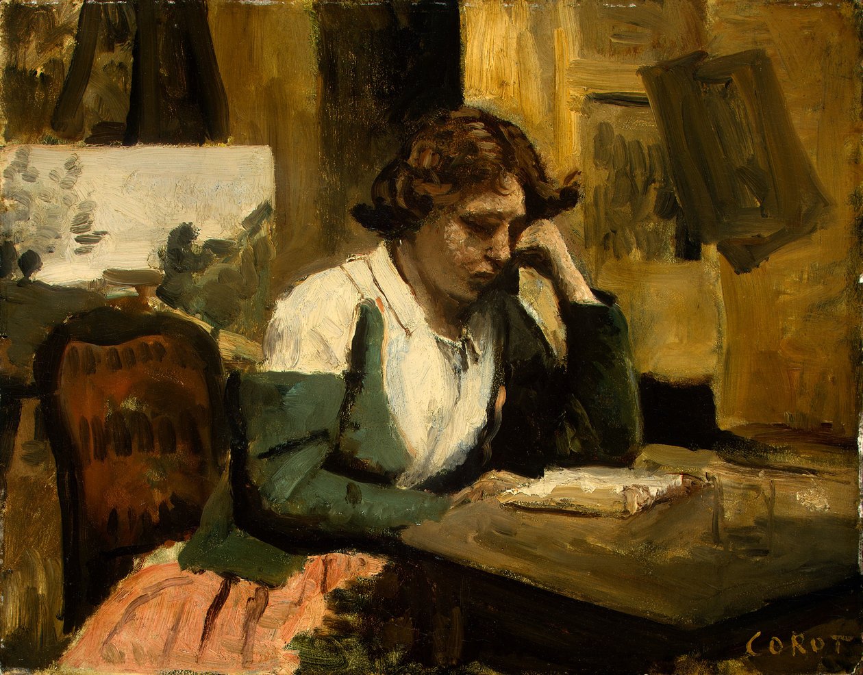 Joven leyendo de Jean Baptiste Camille Corot