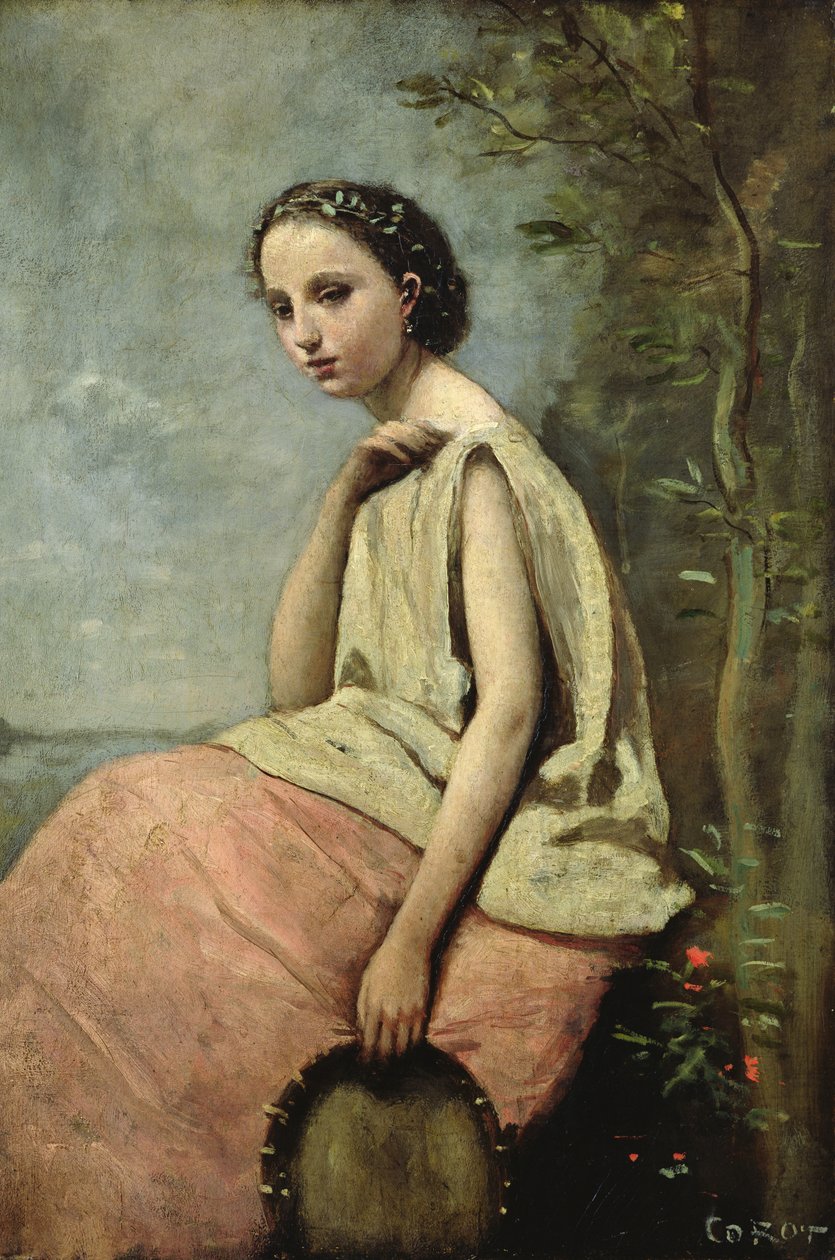 Gitana con Pandereta de Jean Baptiste Camille Corot