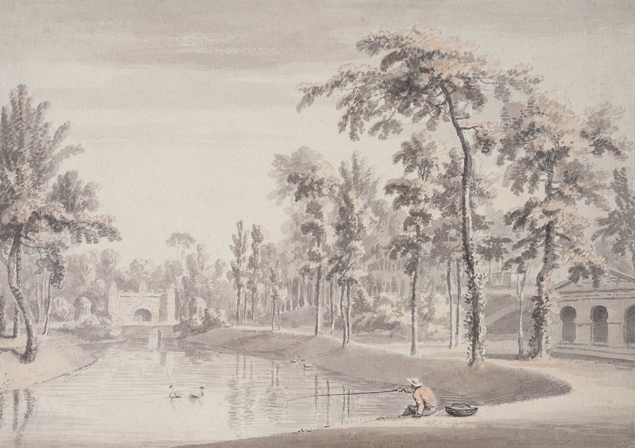 La Gruta y el Templo de la Contemplación, Stowe, 1752 de Jean Baptiste Claude Chatelain
