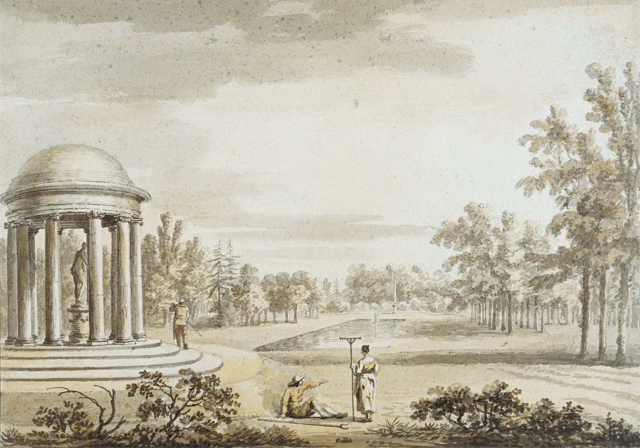 La Rotonda y el Teatro de la Reina, Stowe, 1753 de Jean Baptiste Claude Chatelain