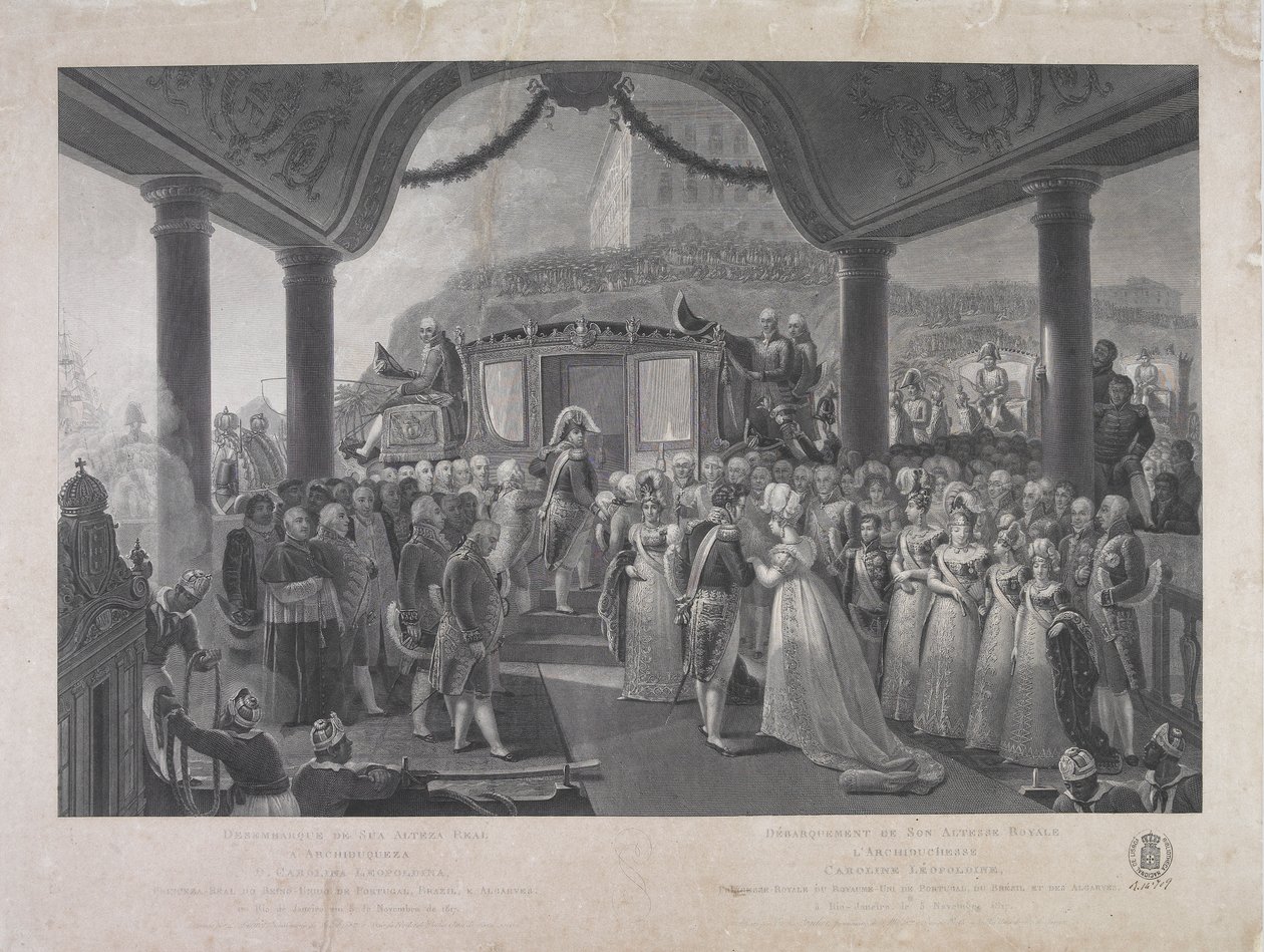 Desembarco de SAR la Archiduquesa D. Carolina Leopoldina, Princesa Real del Reino Unido de Portugal, Brasil y Algarves, en Río de Janeiro el 5 de noviembre de 1817 de Jean Baptiste Debret