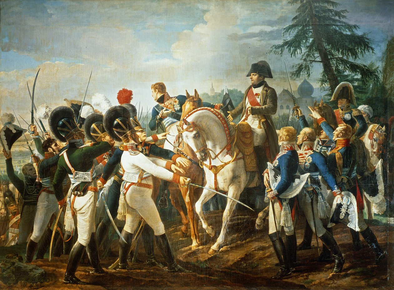 Napoleón y las tropas bávaras y de Wurtemberg en Abensberg, 20 de abril de 1809 de Jean Baptiste Debret