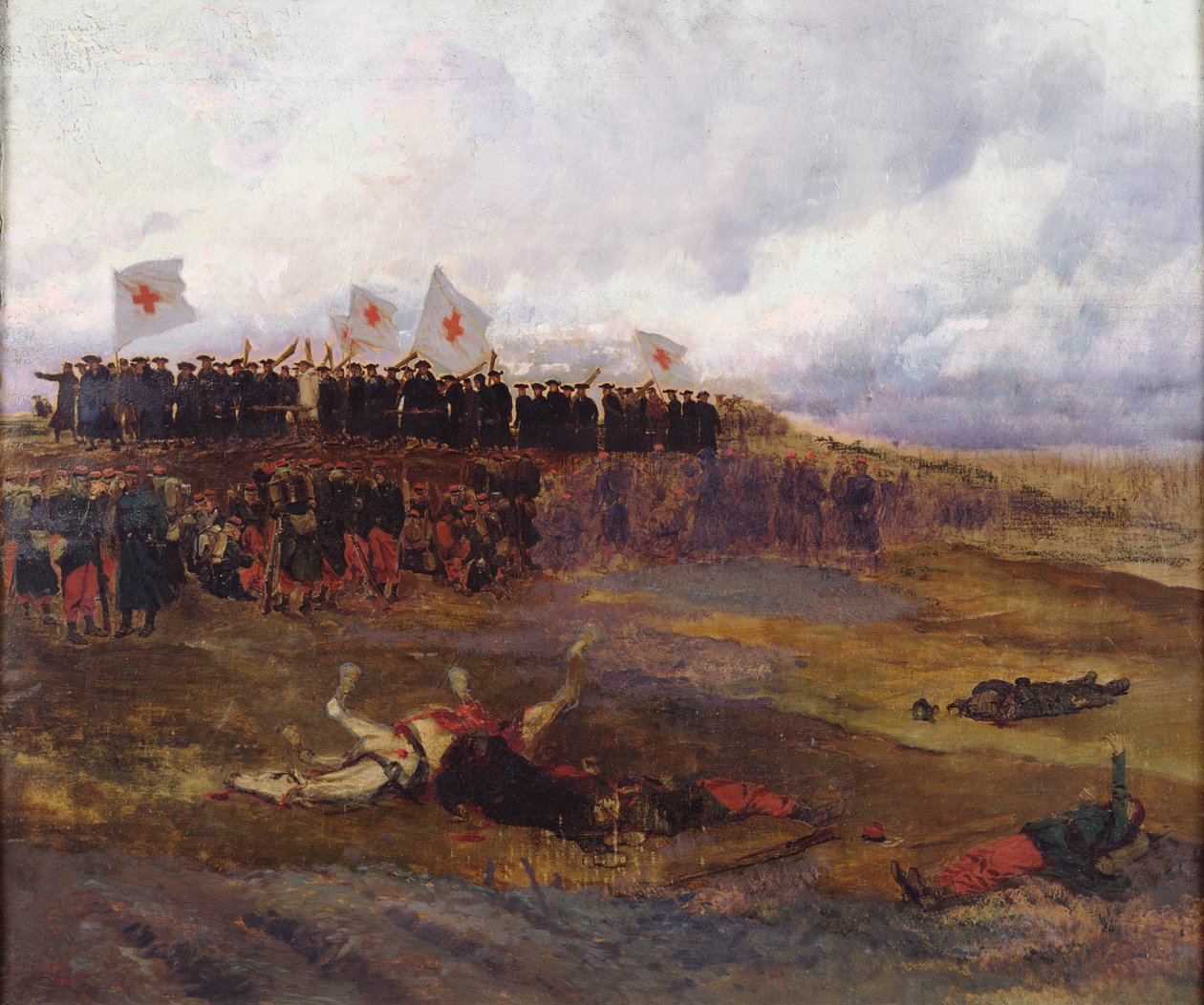Camilleros en el campo de batalla durante el Sitio de París de Jean Baptiste Edouard Detaille