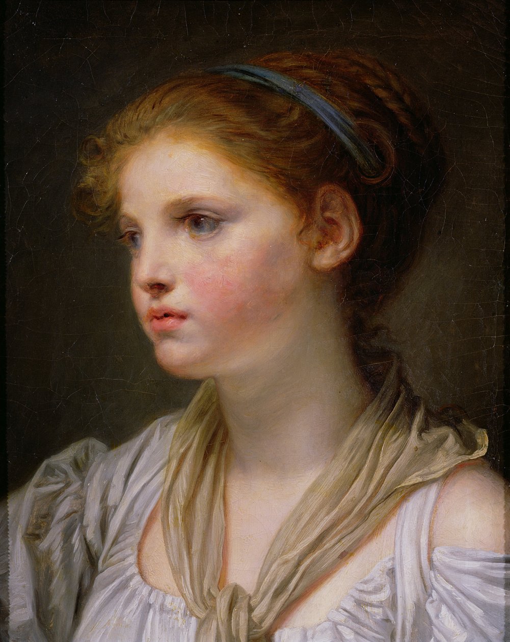 Niña con una cinta azul de Jean Baptiste Greuze