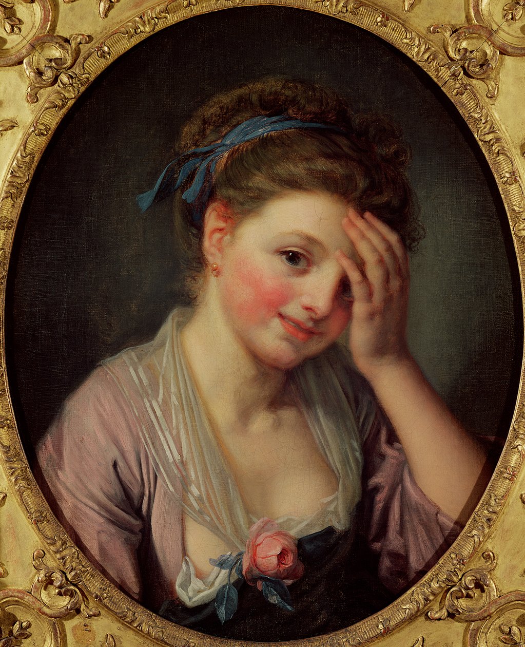 Niña con una rosa de Jean Baptiste Greuze