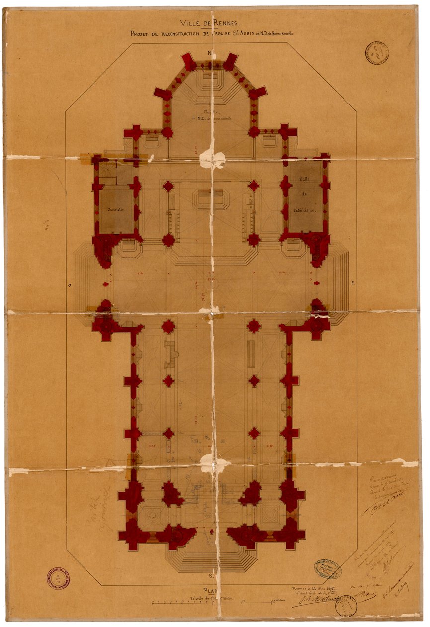 Reconstrucción de la iglesia Saint-Aubin de Jean Baptiste Martenot