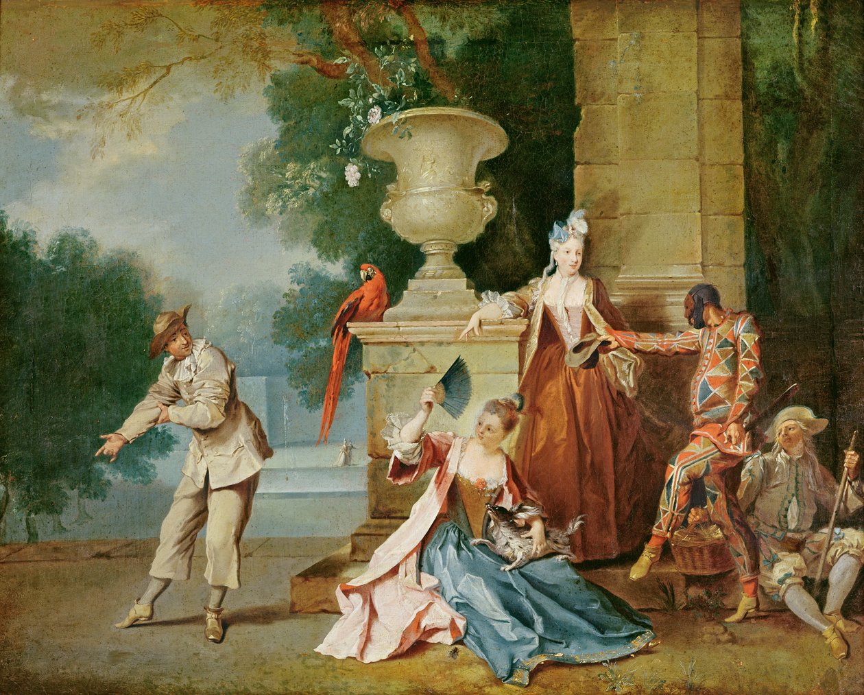 Comediantes italianos en un parque, c.1725 de Jean Baptiste Oudry