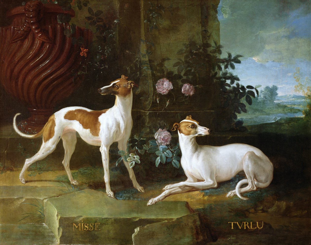 Misse y Turlu, dos galgos de Luis XV de Jean Baptiste Oudry