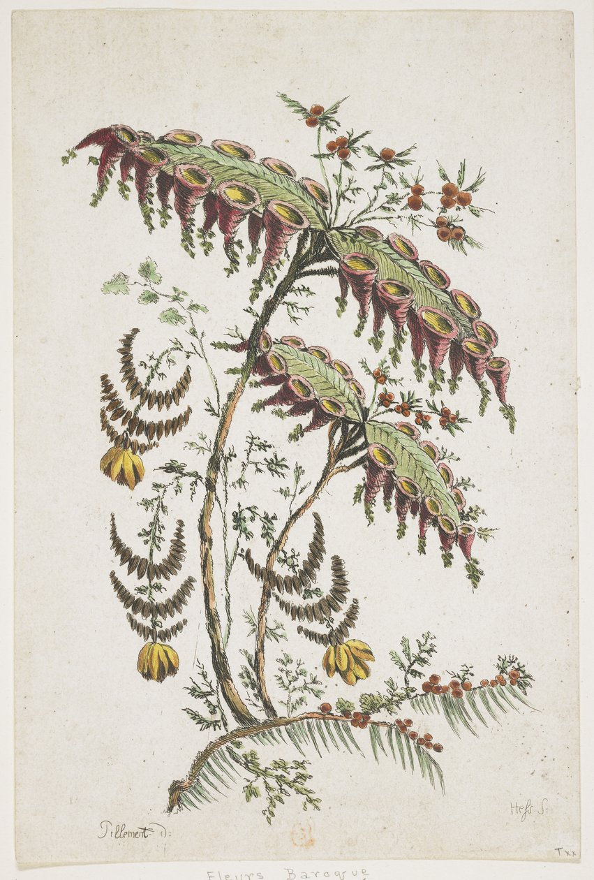Plato de flores. Chinoiserie. de Jean Baptiste Pillement