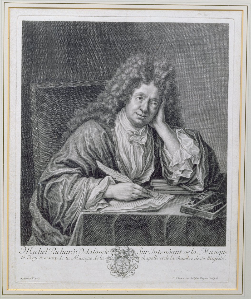Retrato de Michel Richard Delalande (1657-1726), Superintendente de Música, grabado por Simon Thomassin de Jean Baptiste Santerre