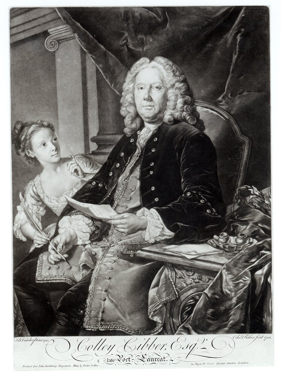 Colley Cibber (1671-1757) 1758, grabado por Edward Fisher (1722-85) de Jean Baptiste Vanloo