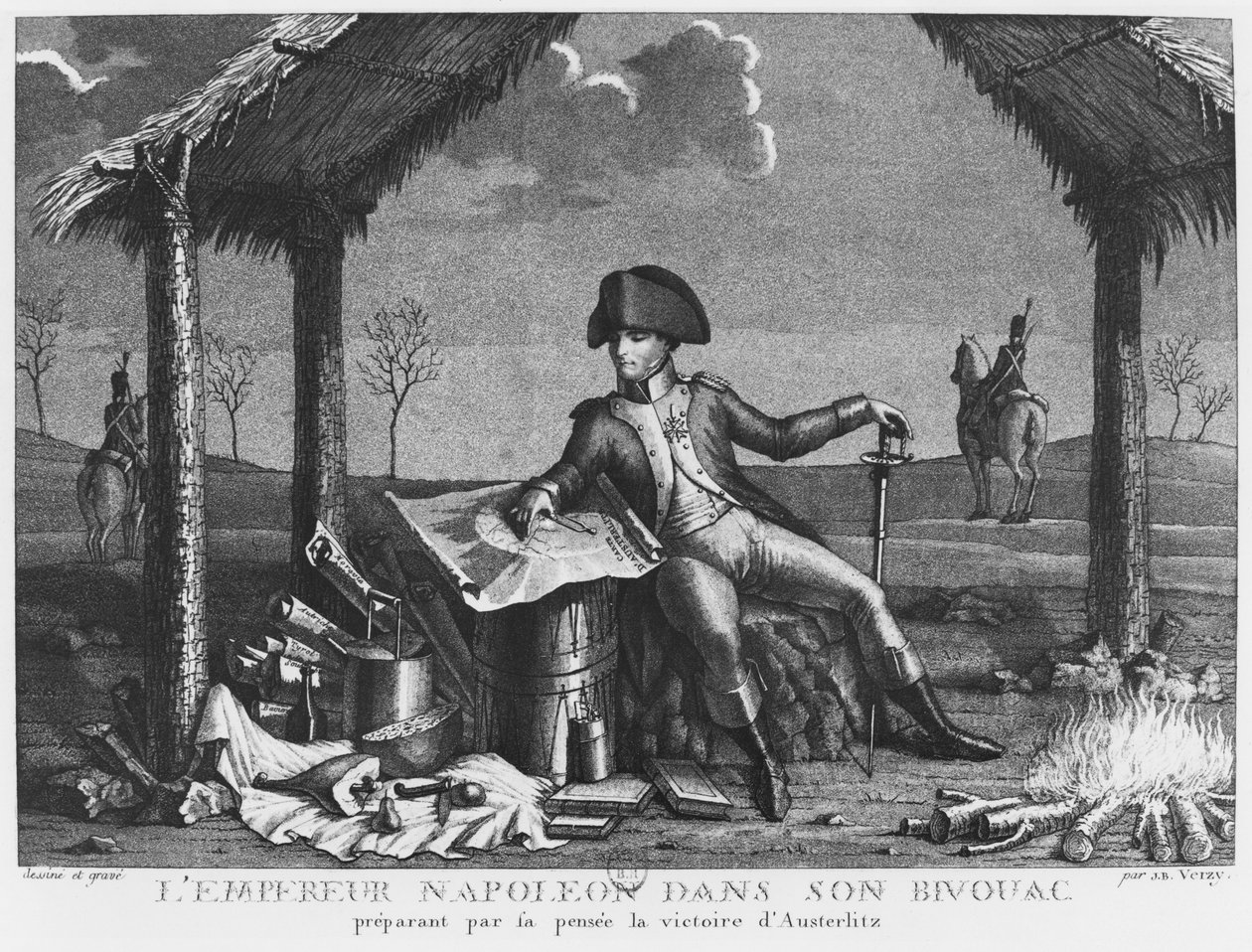 Bivouac del Emperador Napoleón I planificando la victoria de Austerlitz, 1805 de Jean Baptiste Verzy