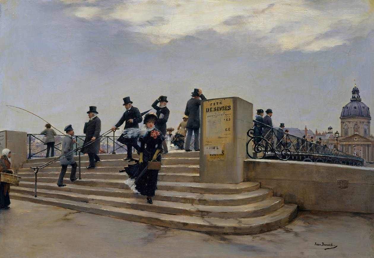 Un día ventoso en el Pont des Arts de Jean Beraud