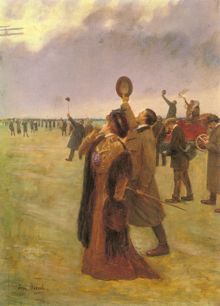 Despegue de un biplano tipo Wright de Jean Beraud