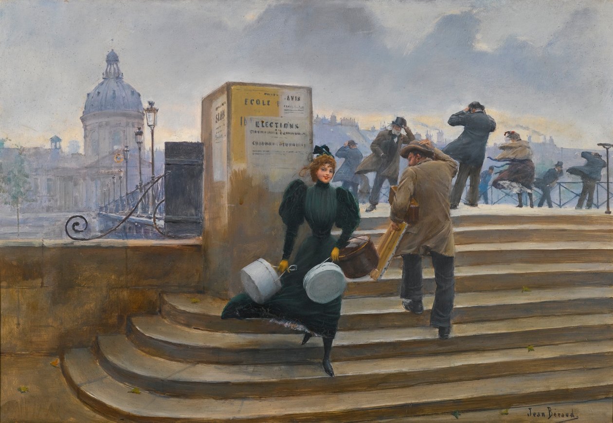 Sombrerera en el Pont des Arts de Jean Beraud