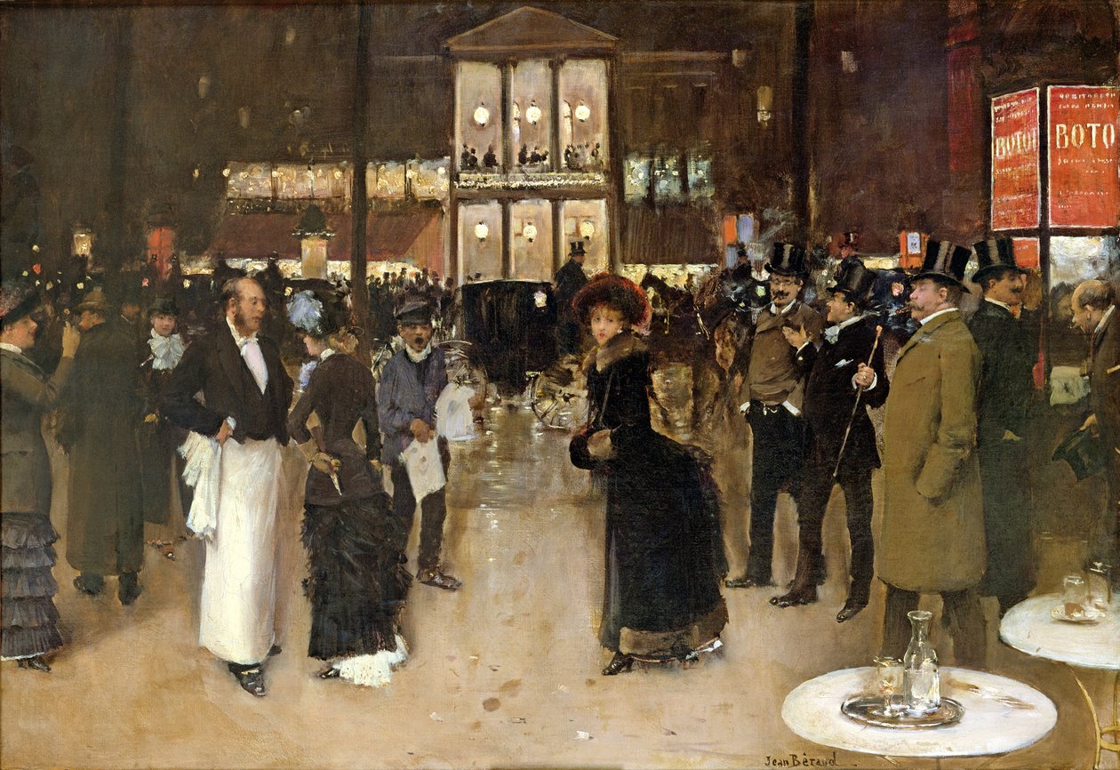 El Bulevar de Noche, frente al Teatro des Varietes, c.1883 de Jean Beraud
