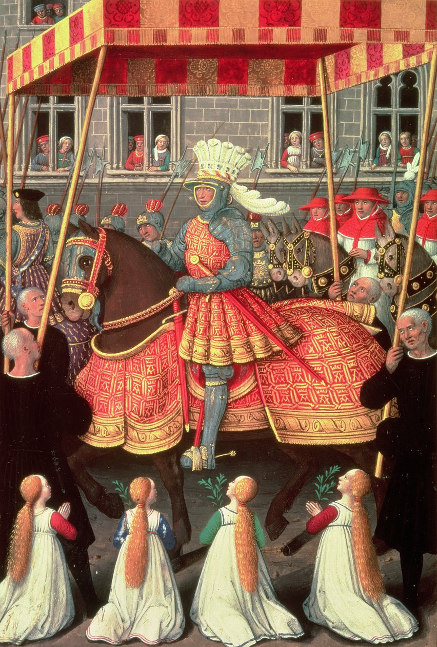 Luis XII (1462-1515) entrando en Génova bajo un dosel, seguido por cuatro cardenales, de las 
