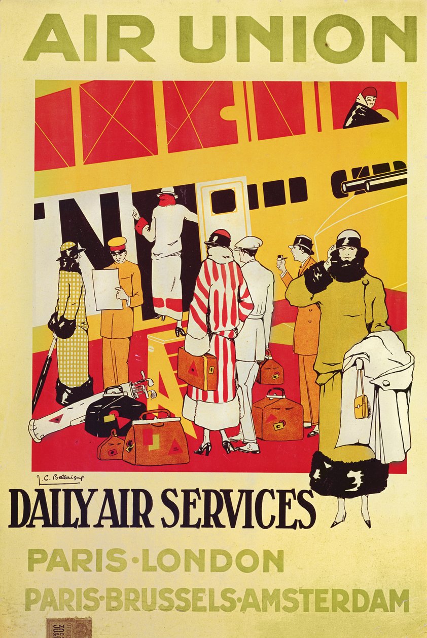 Póster publicitario de Air Union, c.1925 de Jean Camille Bellaigue