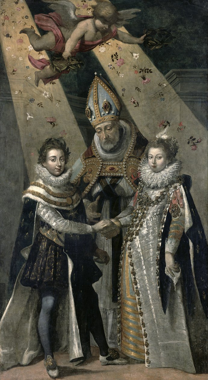 El matrimonio de Luis XIII (1601-63) Rey de Francia y Navarra y Ana de Austria (1601-66) Infanta de España, en 1615 de Jean Chalette