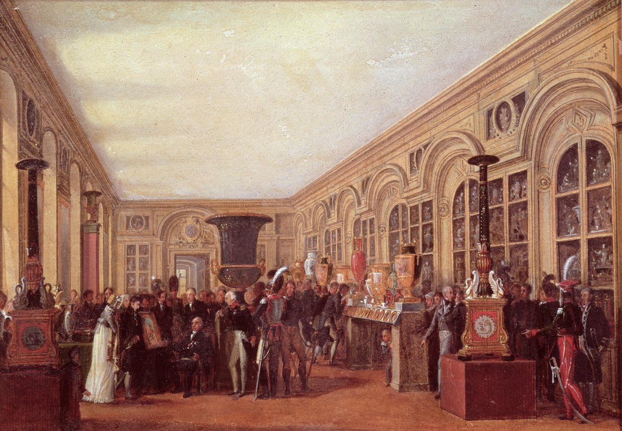 Alexandre Brongniart (1770-1847) Presentando a los Artistas del Taller de Sèvres a Luis XVIII (1755-1824) de Jean Charles Develly