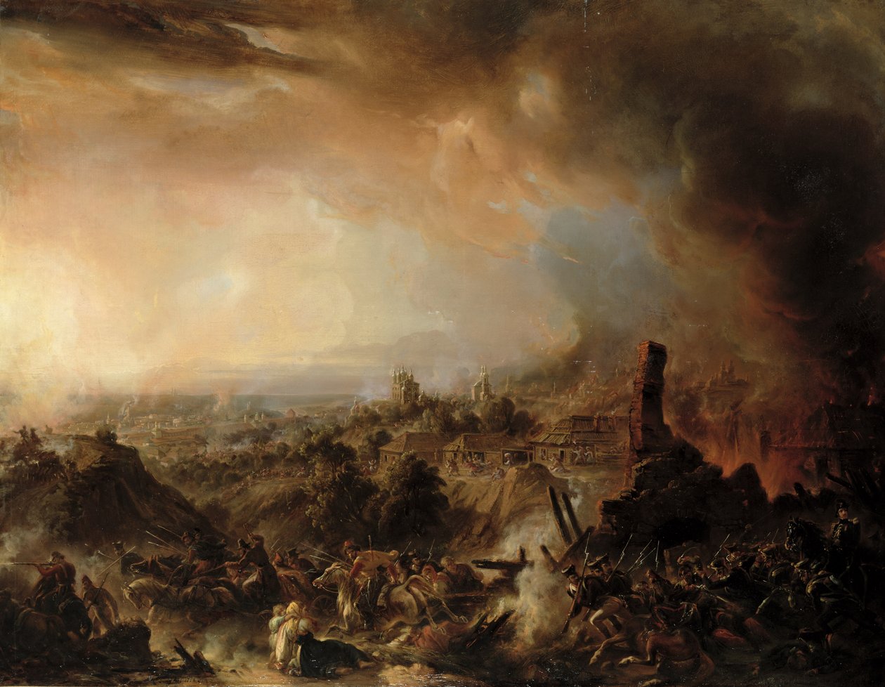 El incendio de Moscú en 1812 de Jean Charles Langlois