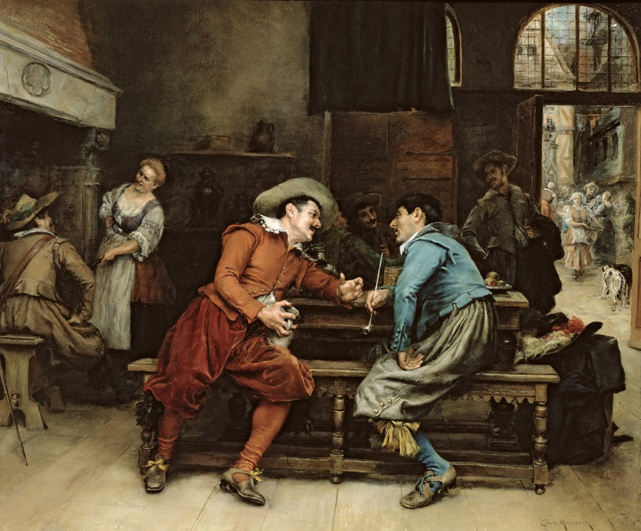 Dos hombres hablando en una taberna de Jean Louis Ernest Meissonier