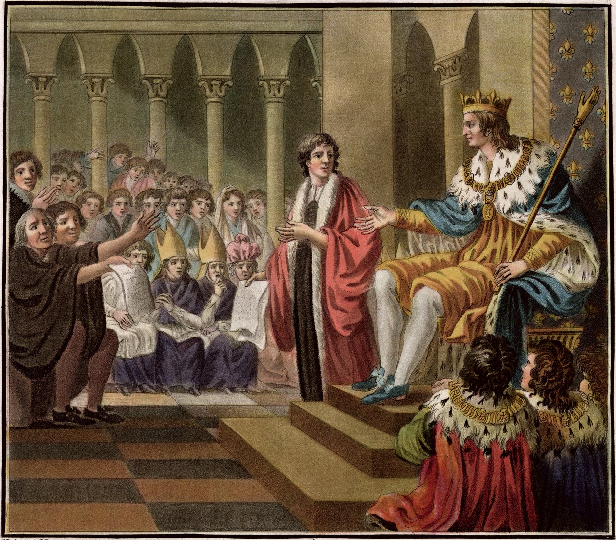 Luis XII (1462-1515) declarado Padre del Pueblo, grabado por Jean Baptiste Morret, 1789 de Jean Claude Naigeon
