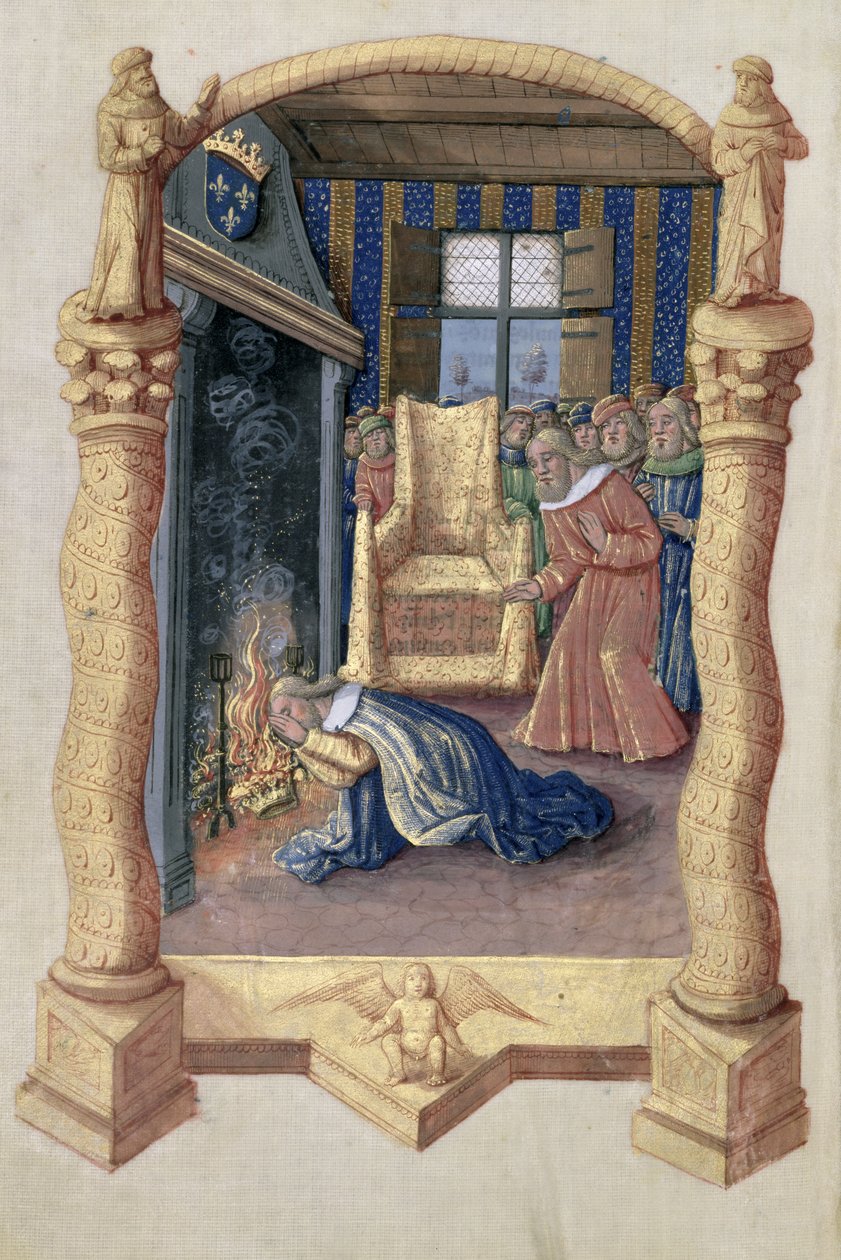 Ms Lat. Q.v.I.126 f.66v David lamentando la muerte de su hijo Absalón, del 