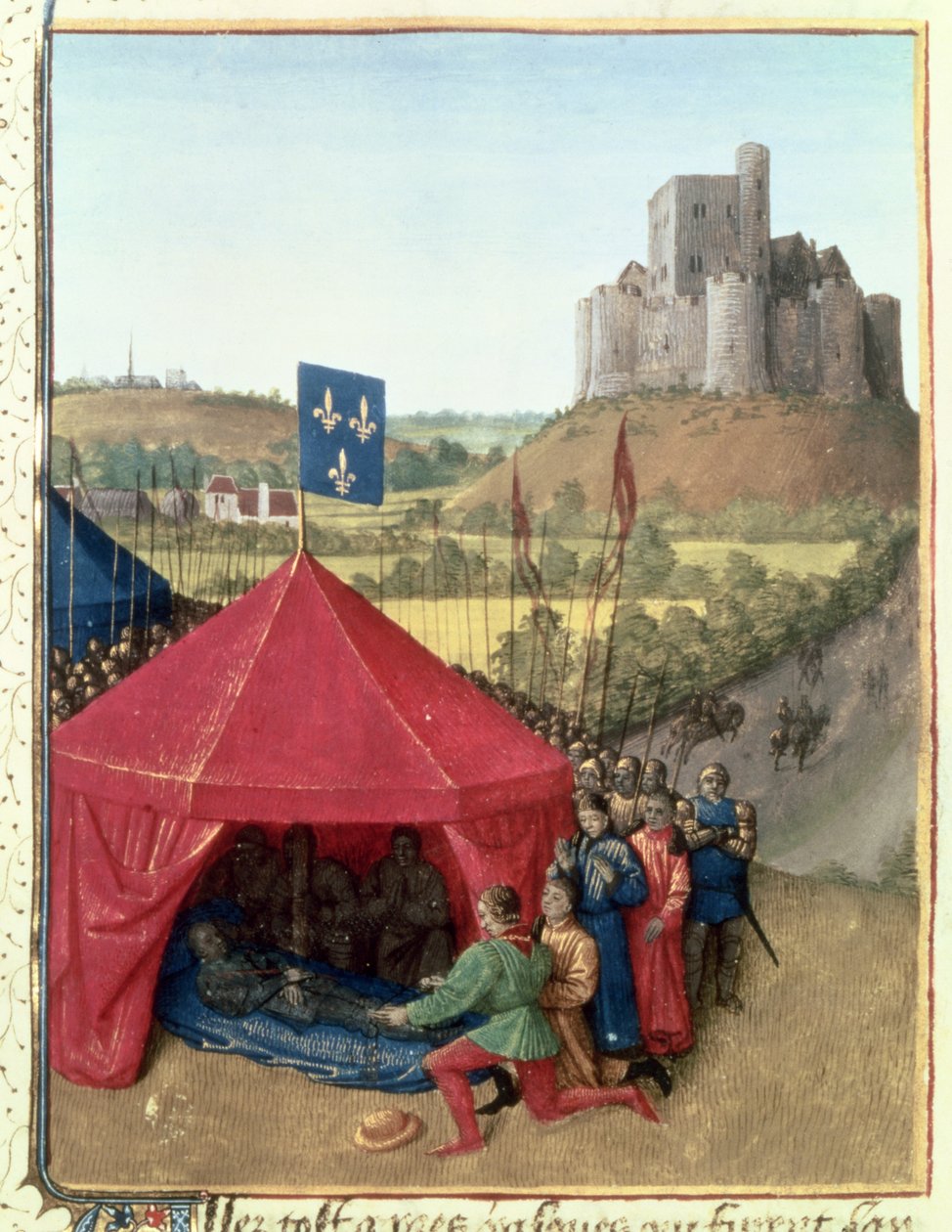 La muerte de Bertrand du Geusclin (c.1320-80) en Chateauneuf-de-Randon de Jean Fouquet