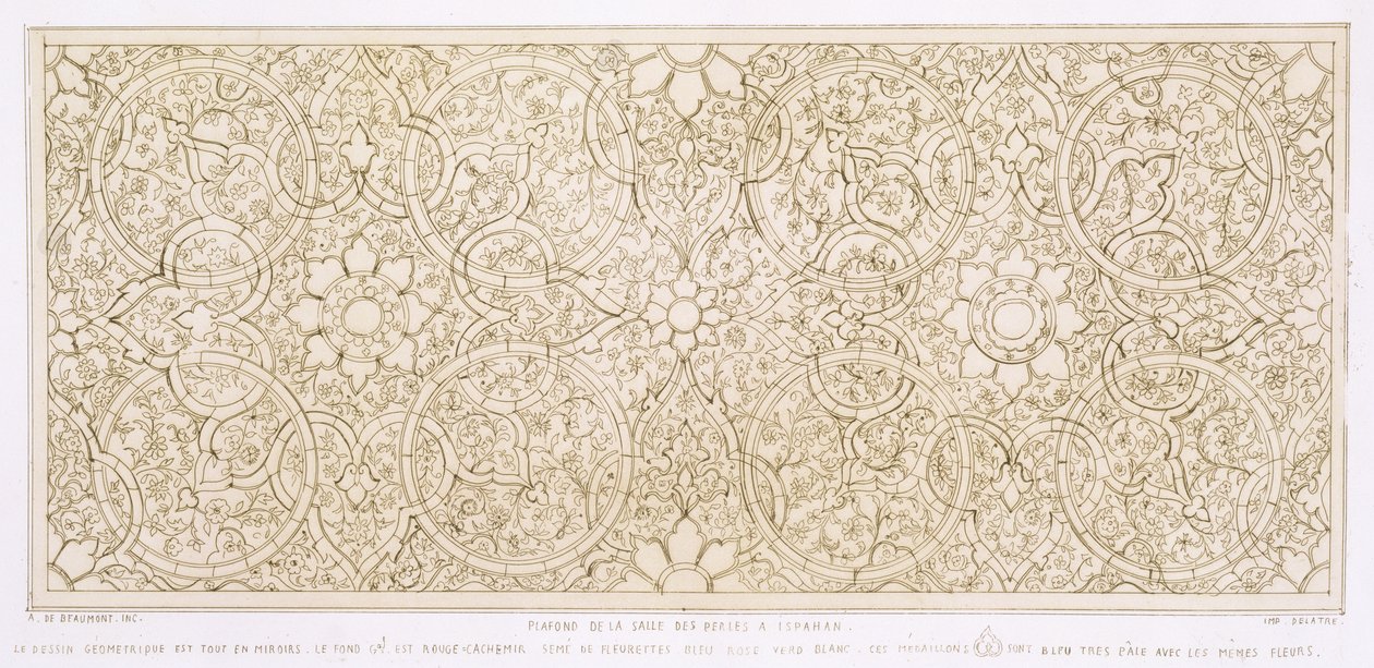 Diseño de techo para la Sala de Perlas, en Isfahan, de 