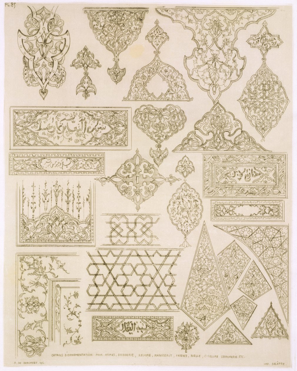 Detalles de ornamentación para armas, bordes, manuscritos, etc., de 