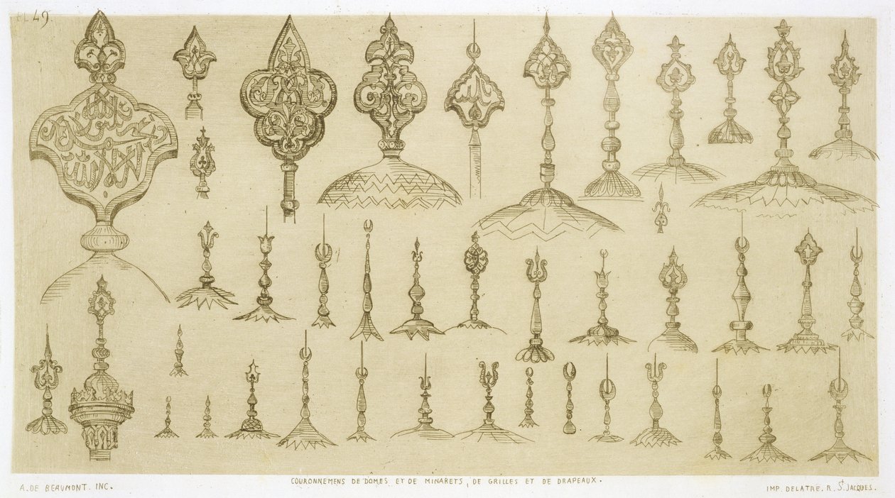 Perillas ornamentales con forma de cúpulas y minaretes, de 