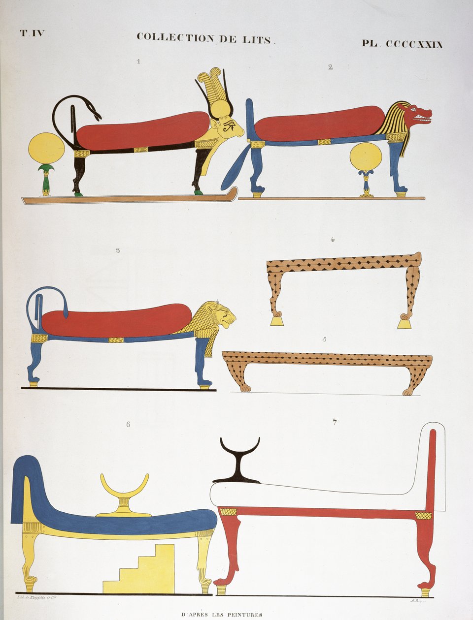 Colección de camas egipcias antiguas, 1839-45 de Jean Francois Champollion
