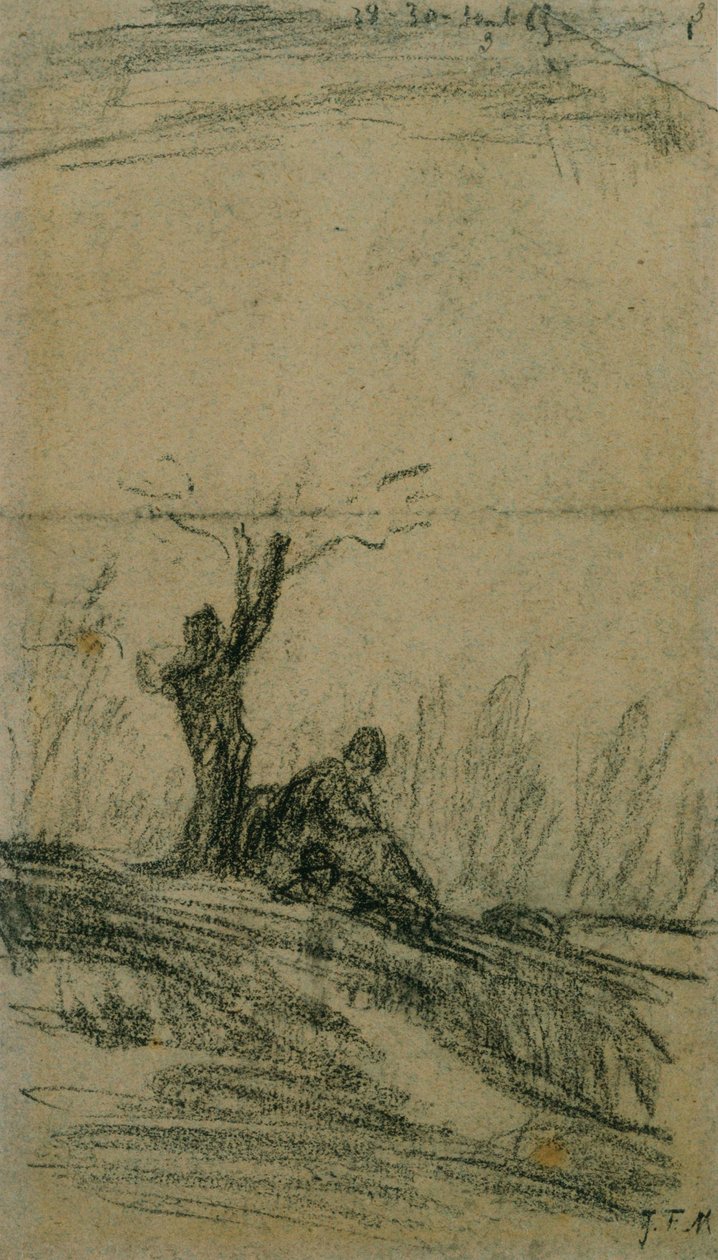 Figura Sentada Bajo un Árbol de Jean Francois Millet