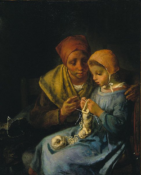 La lección de tejido de Jean Francois Millet