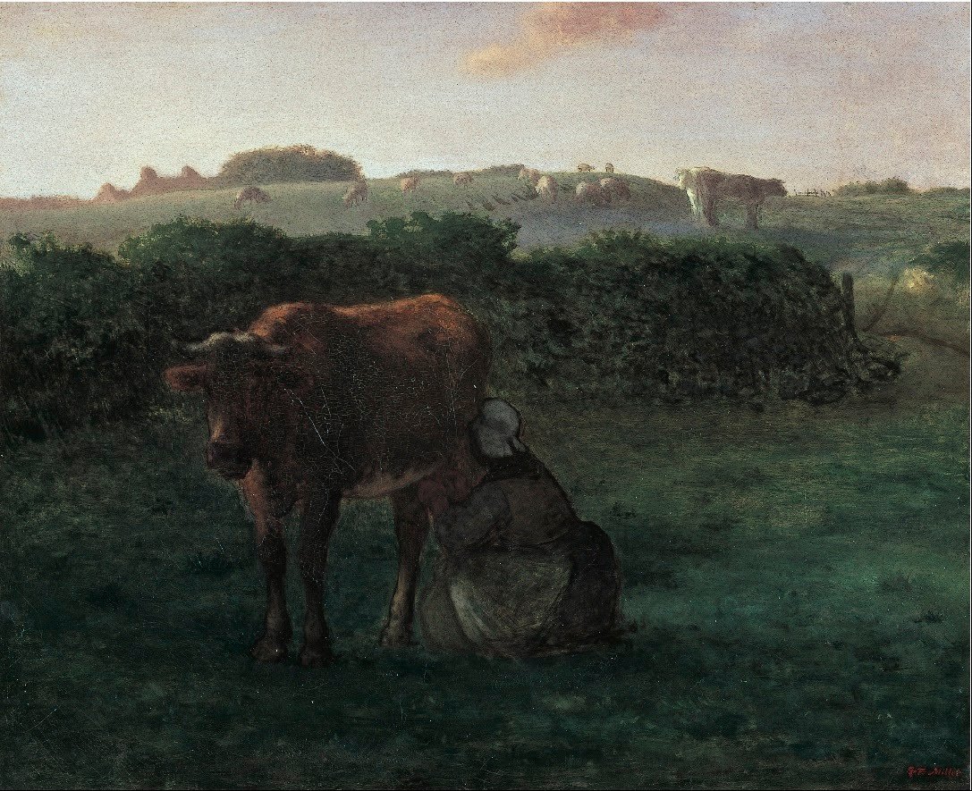 Mujer ordeñando una vaca de Jean Francois Millet