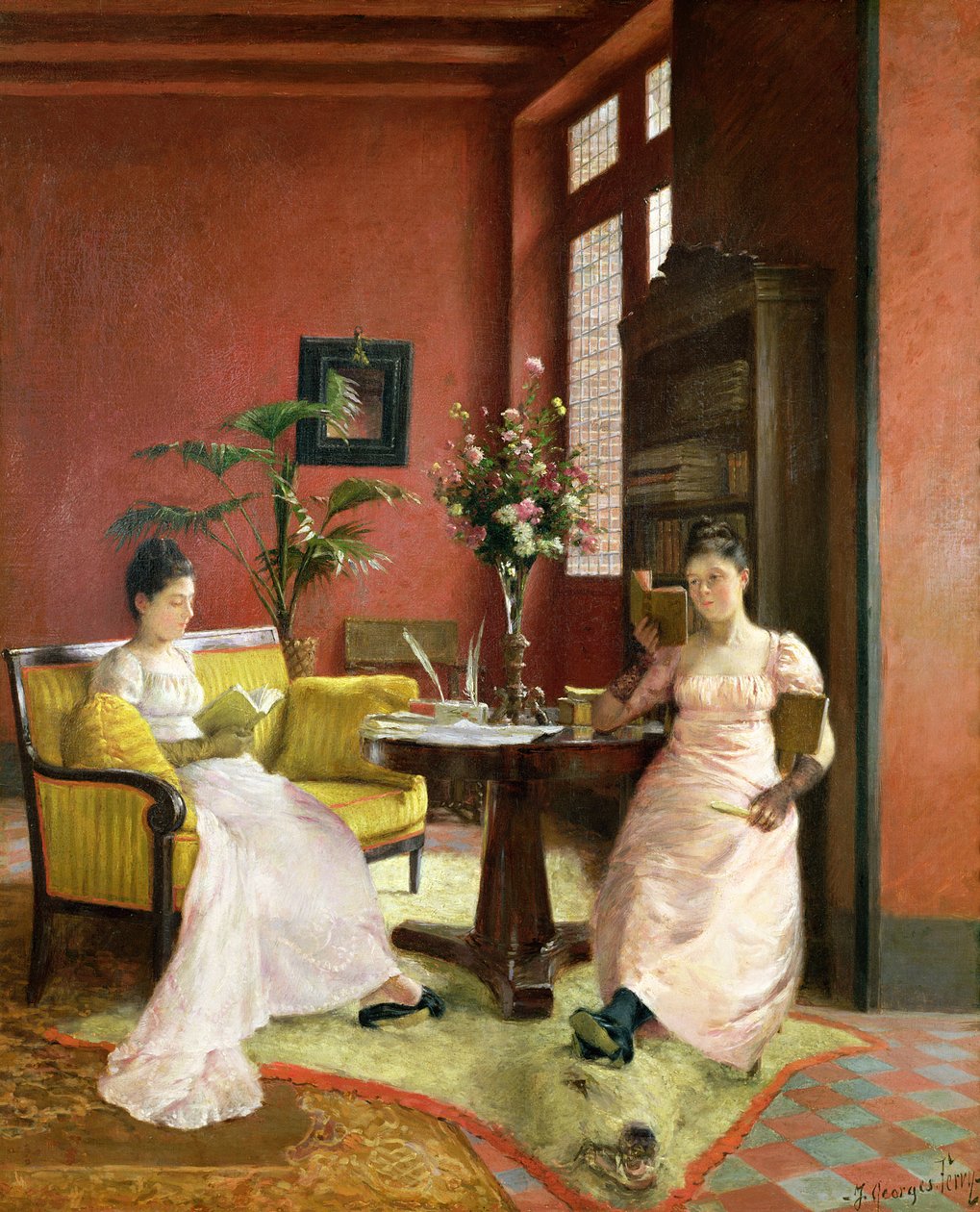 Dos Mujeres Leyendo en un Interior de Jean Georges Ferry