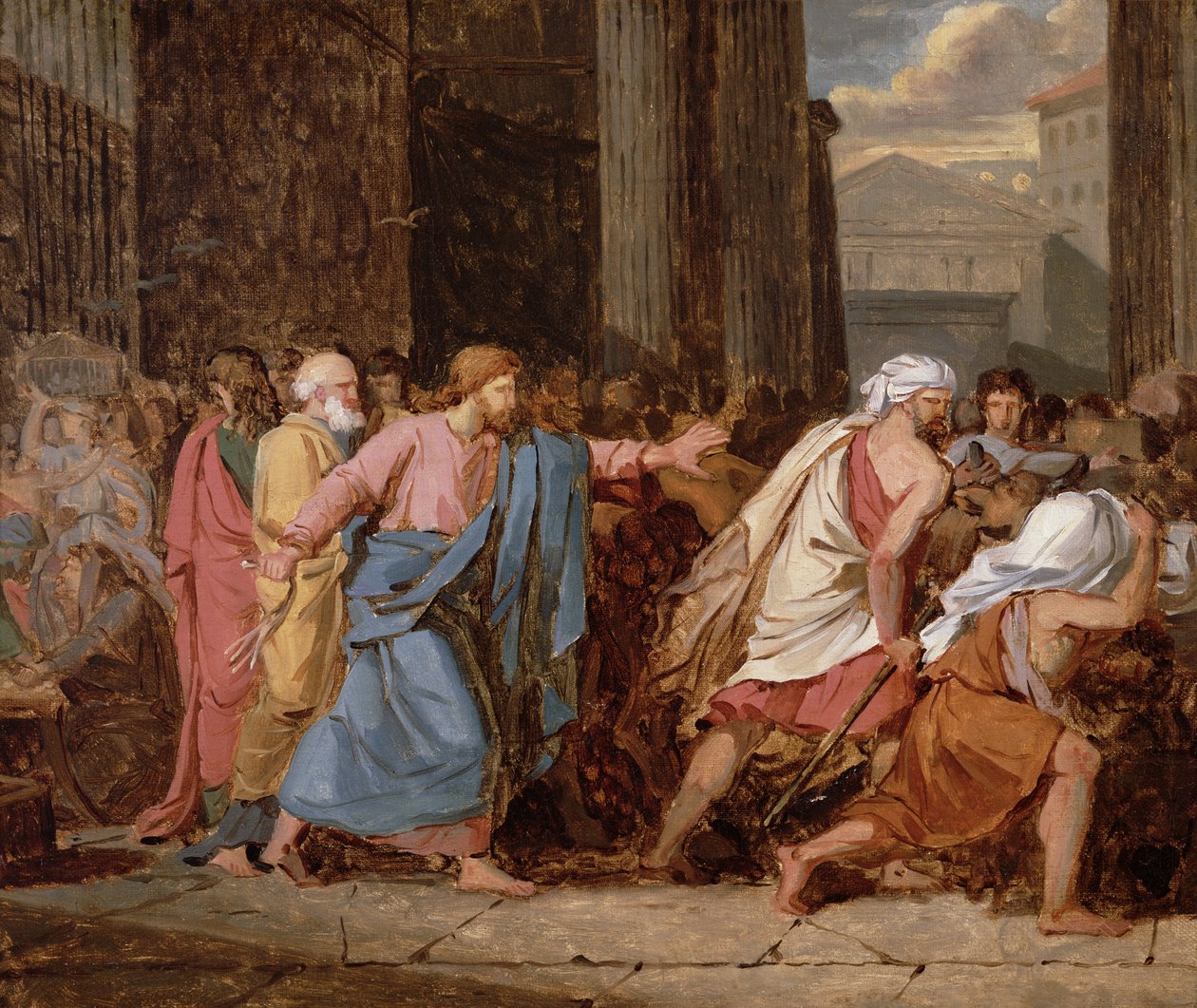 Jesús expulsando a los mercaderes del templo de Jean Germain Drouais