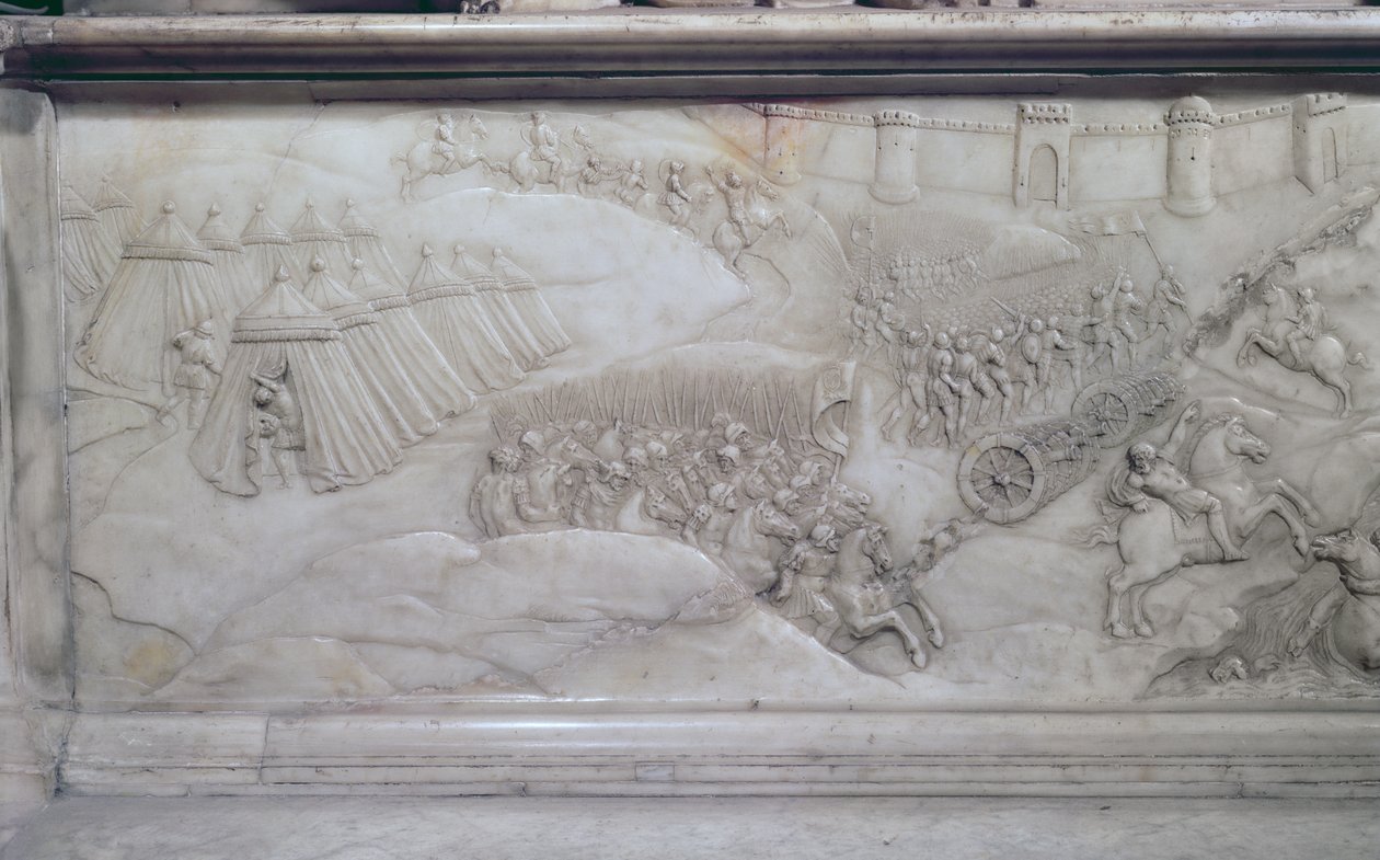 La batalla de Agnadello, 14 de mayo de 1509, (detalle) de la tumba de Luis XII y Ana de Bretaña, 1515 de Jean I Juste