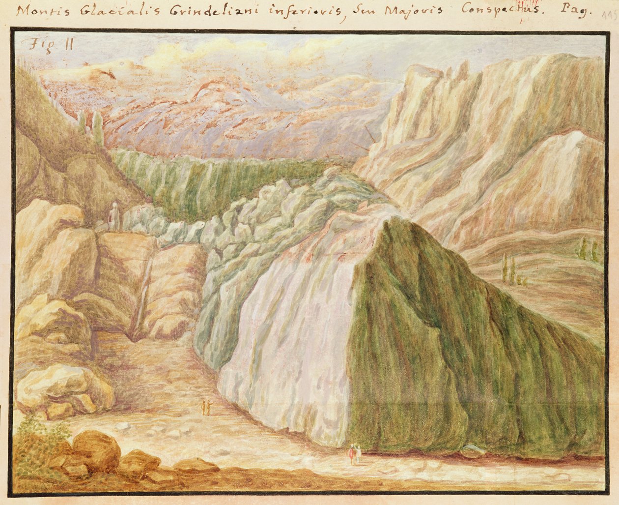 Ms 1798 fol.115 Glaciar Grindelwald en los Alpes, 1709 de Jean Jacques Scheuchzer