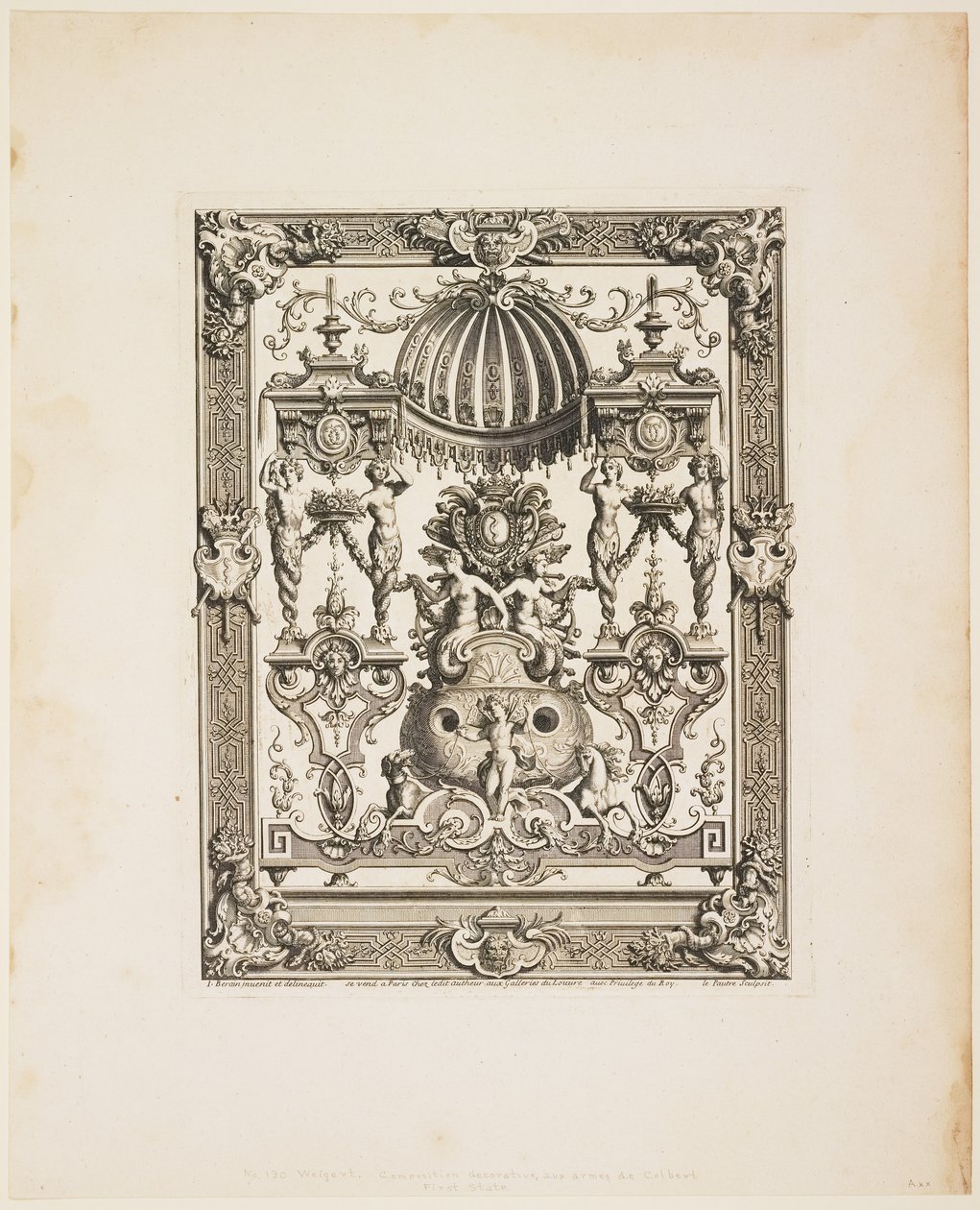 Panel decorativo No. 190: Armas de Colbert, de Panneaux, c.1670-1680 de Jean Lepautre