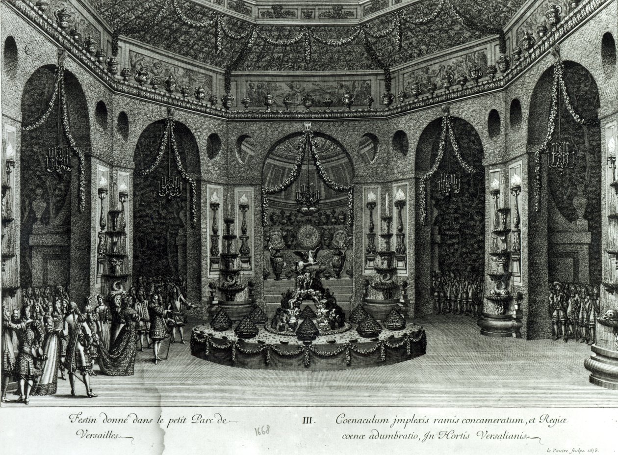 Banquete en los pequeños jardines de Versalles, 1678 de Jean Lepautre