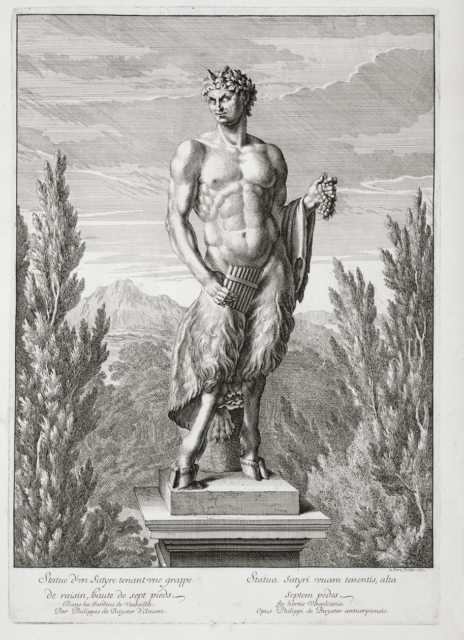 Estatua de un Sátiro sosteniendo un racimo de uvas, Versalles, 1672, de 